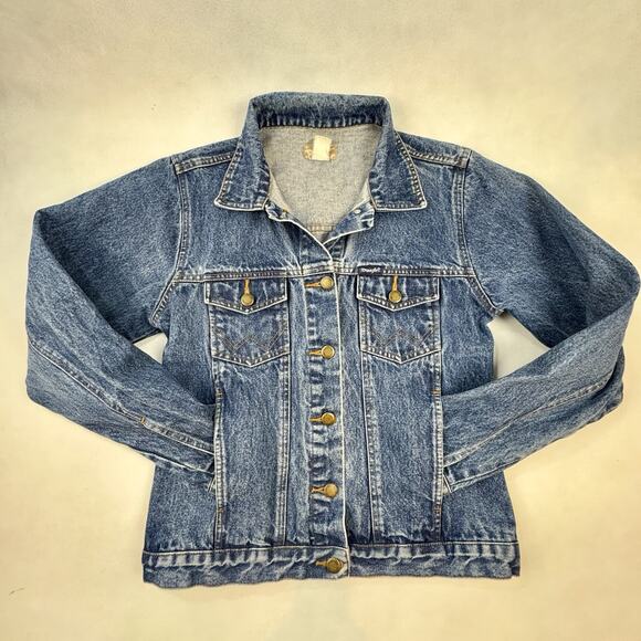Vintage Wrangler Denim Jean‎ Jacket Womens Measures Medium No Tag USA Made - Picture 2 of 10